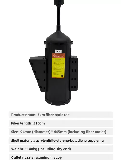 Drones equipados con carretes de fibra óptica para alcances de 3km, 5km, 10km, 15km, 20km, 30km, 40km.