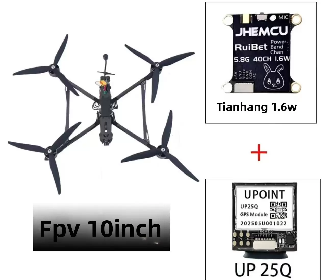 Dron FPV de 10 pulgadas con guía IA y transmisión de fibra óptica